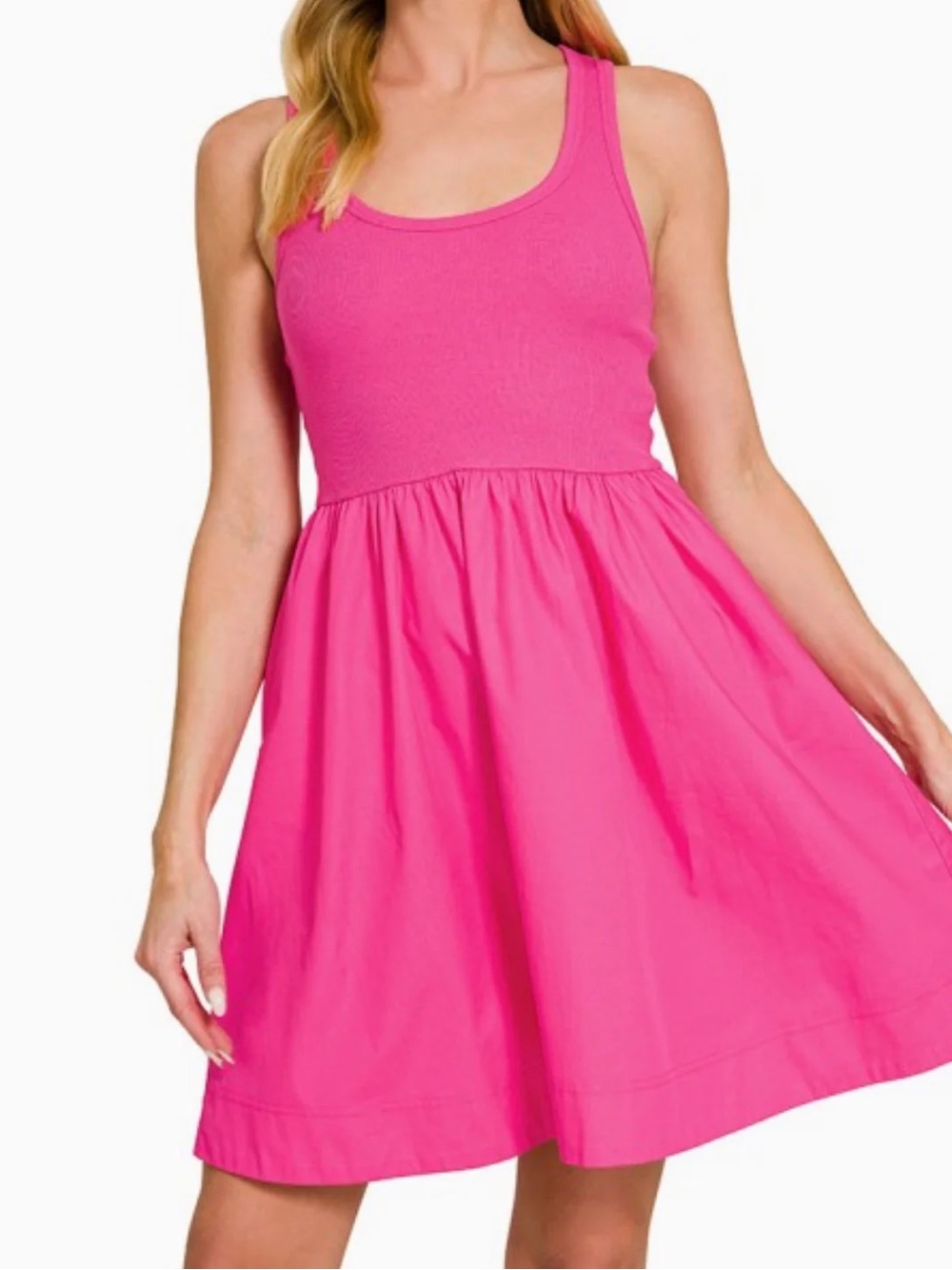 Zenana Sleeveless Scoop Neck Pink Dress